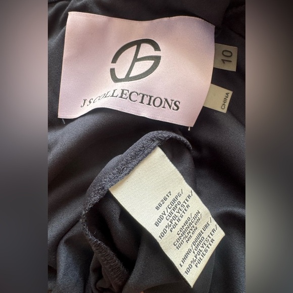 Elegant Navy and Green Embroidered Dress JS Collections NWT Size 10 - Picture 4 of 5